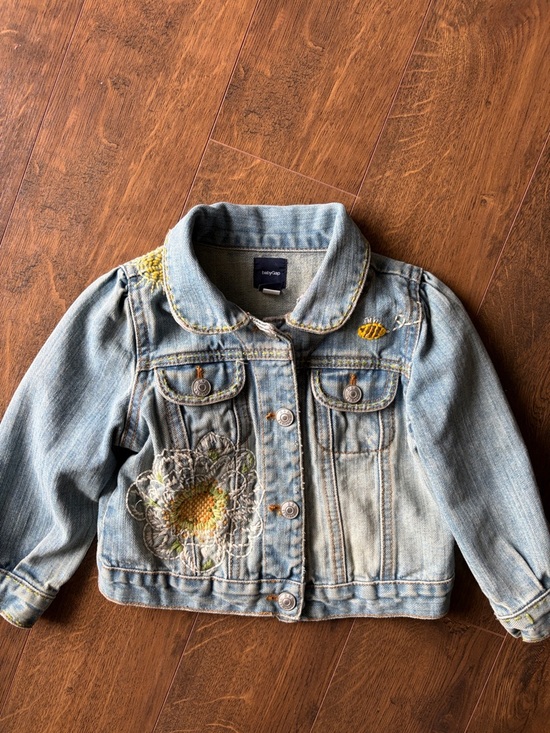 GAP Other - GAP Light Blue Denim Jacket with Yellow Floral Embroidery